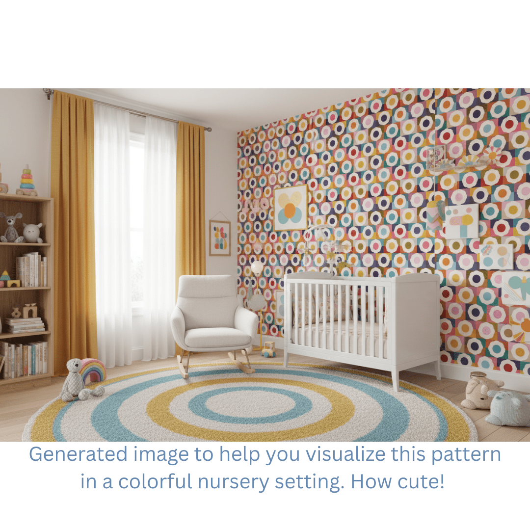 Flower Power Retro Sixties Colorful Modern Wallpaper