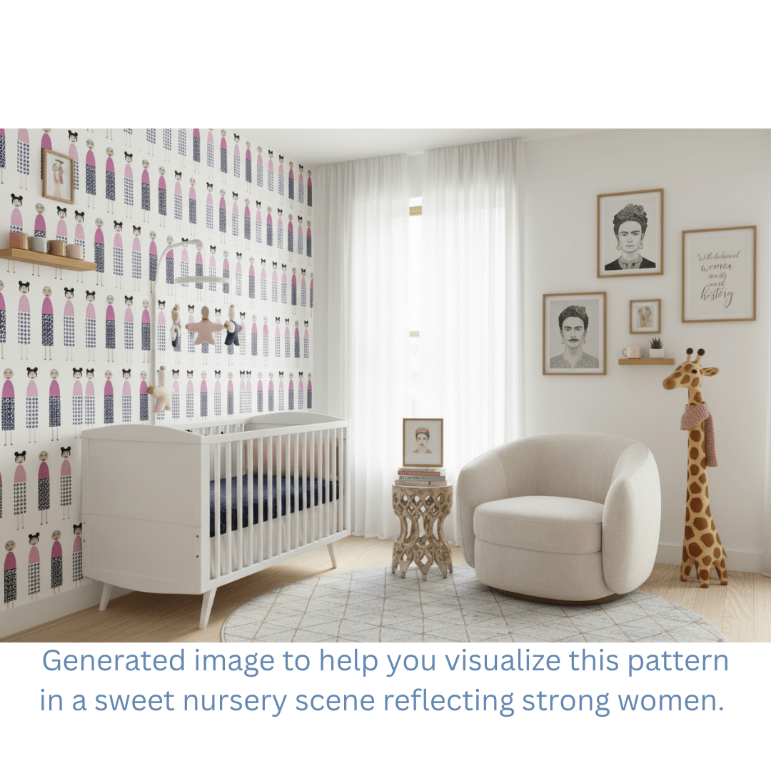 Mahjong Ladies Figurative Modern Wallpaper for a Feminine Space