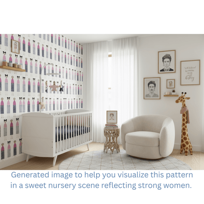 Mahjong Ladies Figurative Modern Wallpaper for a Feminine Space