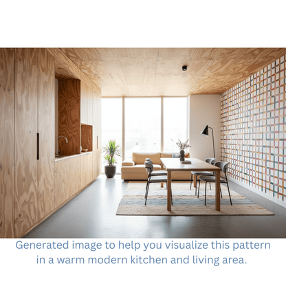 Bright and Colorful Modern Wallpaper in Checkered Pattern