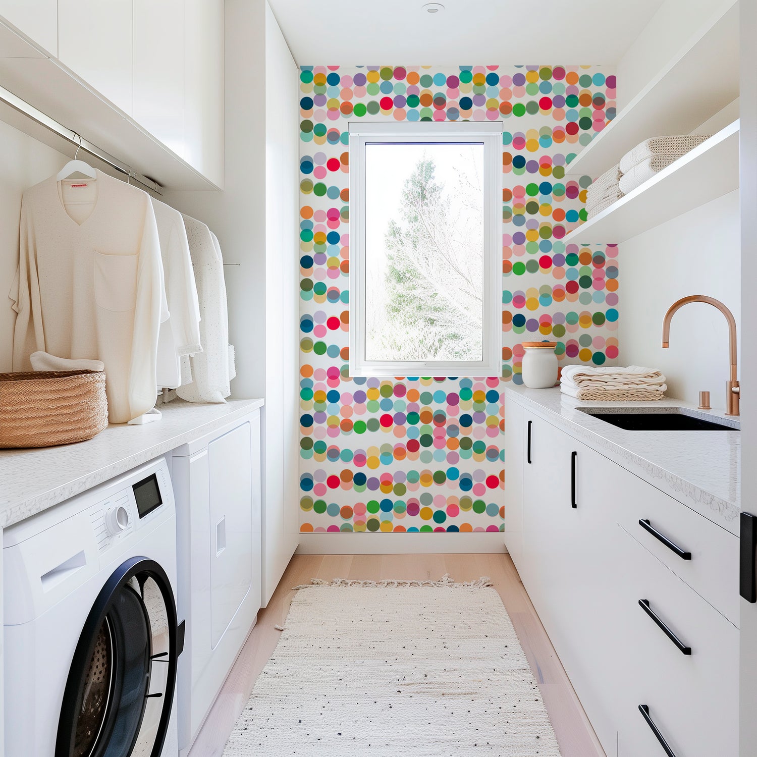 Colorful Pop Art Polka Dot Wallpaper for a Party Theme