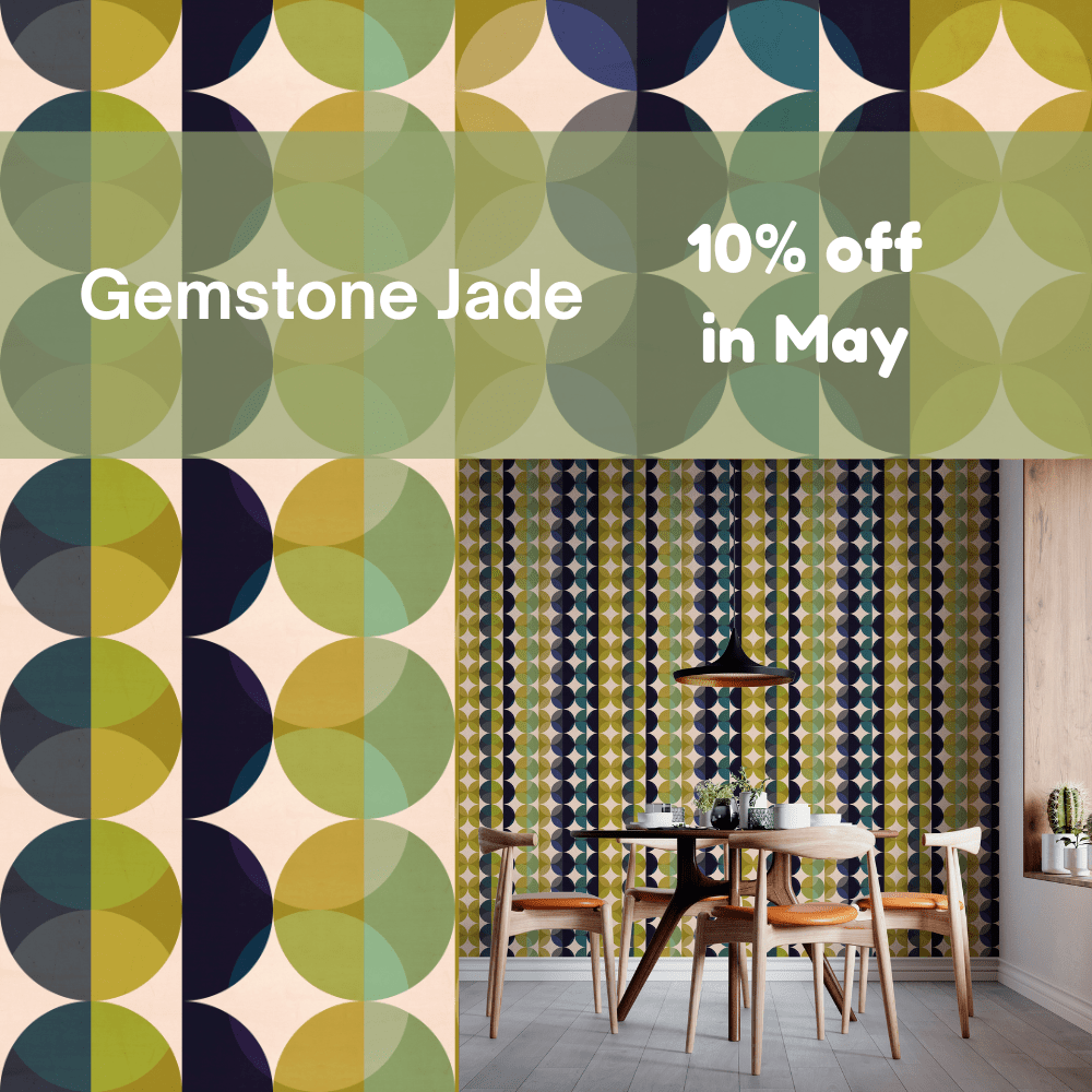 Gemstone Jade wallpaper by Victoria Bright Home — wallpaper of the month promotional graphic