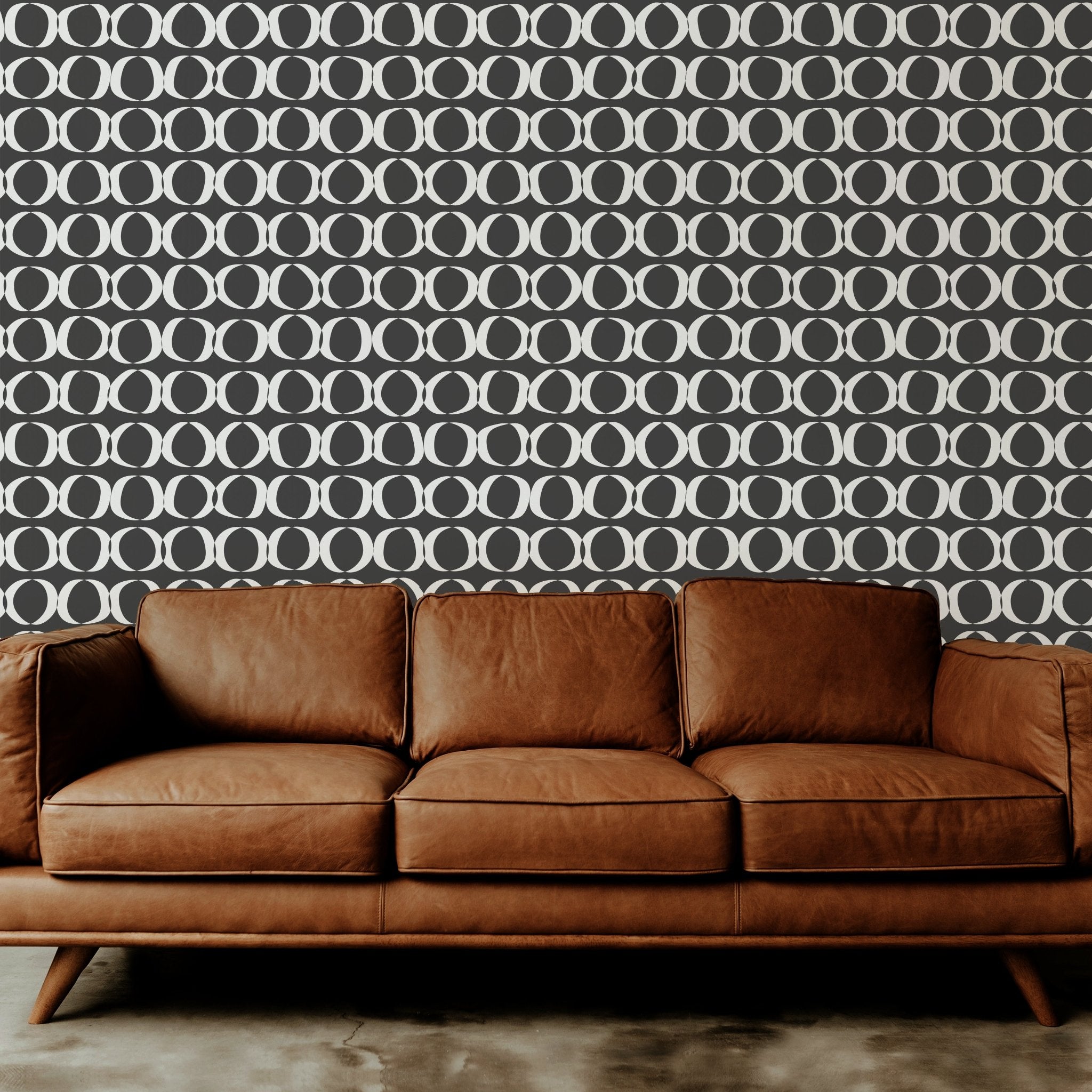 Abstract Circle Wallpaper for Modern Bold Living Room Design - Wallpaper | Victoria Bright Home - Colorful Modern Wallpaper For Your Home - - abstract,bedroom,black,black and white,blue,dining,dots,Gray,living,modern,office