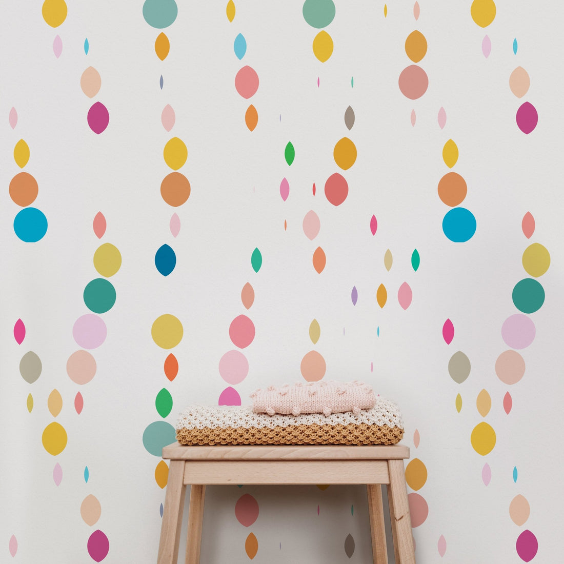 Charming Kids Confetti Raindrops Wallpaper for a Nursery or Bedroom - Wallpaper | Victoria Bright Home - Colorful Modern Wallpaper For Your Home - - abstract,bedroom,kids,modern,multicolor,nursery,stripes