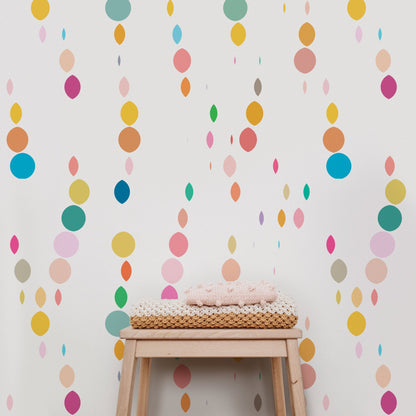 Charming Kids Confetti Raindrops Wallpaper for a Nursery or Bedroom - Wallpaper | Victoria Bright Home - Colorful Modern Wallpaper For Your Home - - abstract,bedroom,kids,modern,multicolor,nursery,stripes