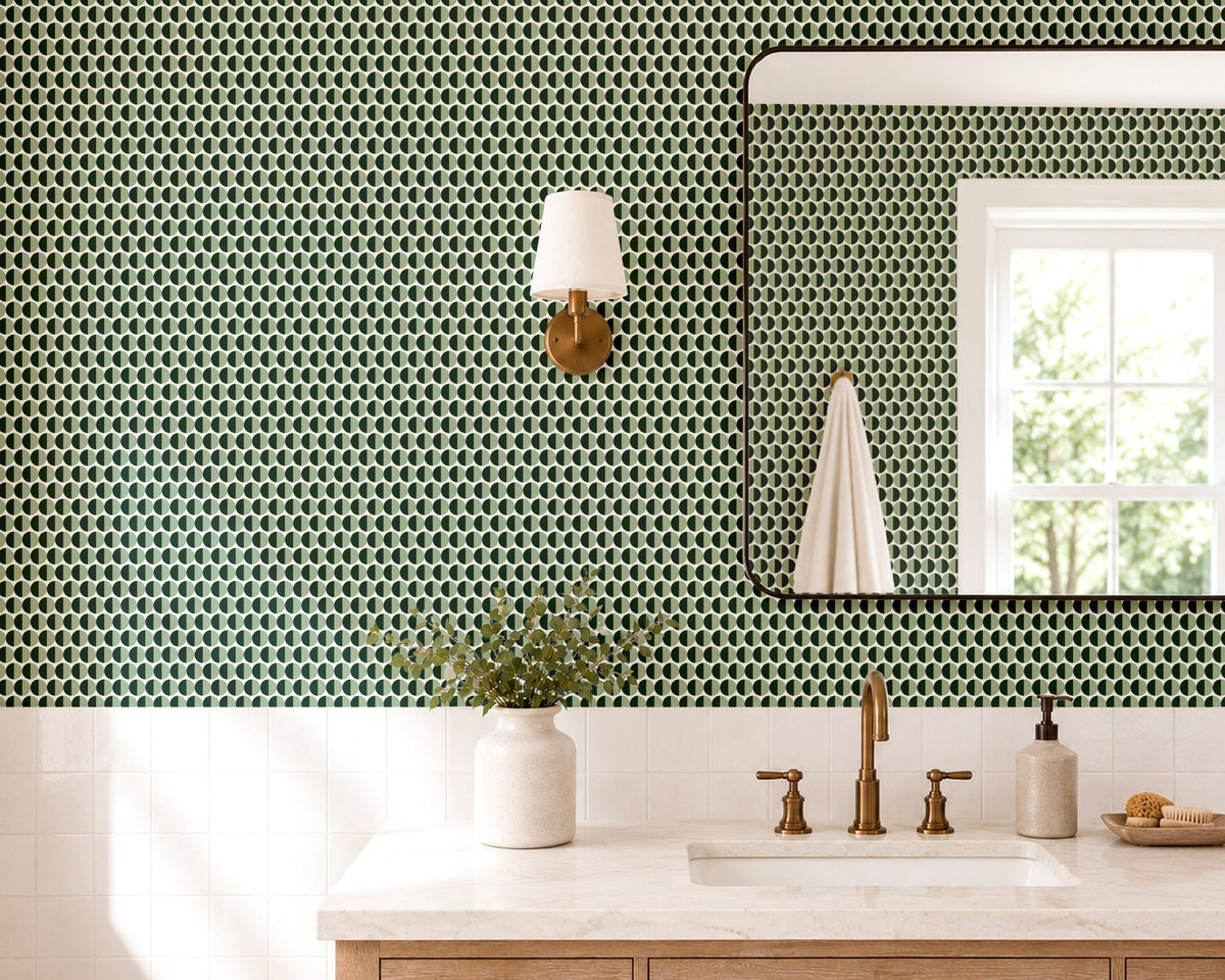 Split Second — Mid Century Half Circle Dot Geometric Wallpaper