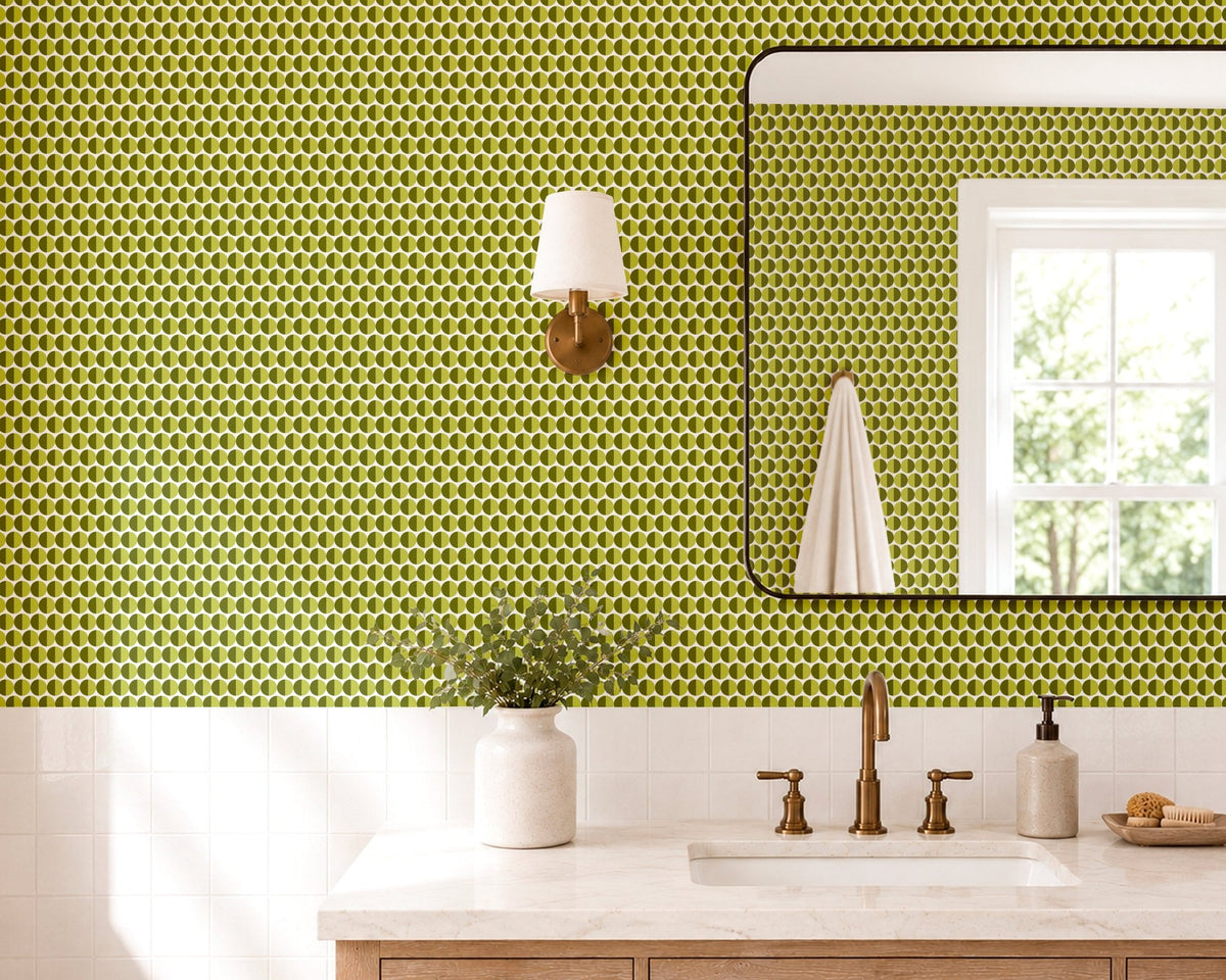 Split Second — Mid Century Half Circle Dot Geometric Wallpaper