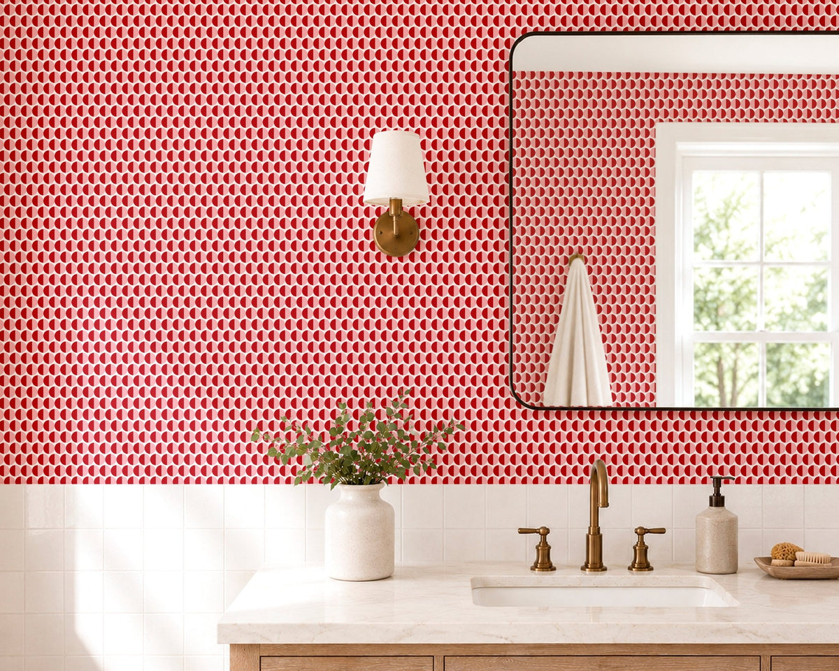 Split Second — Mid Century Half Circle Dot Geometric Wallpaper