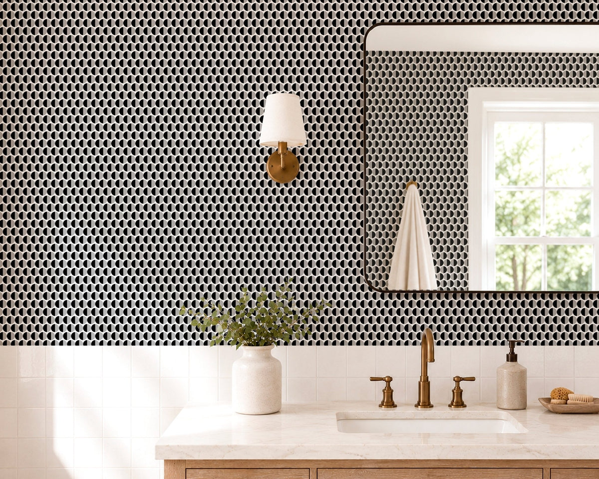 Split Second — Mid Century Half Circle Dot Geometric Wallpaper