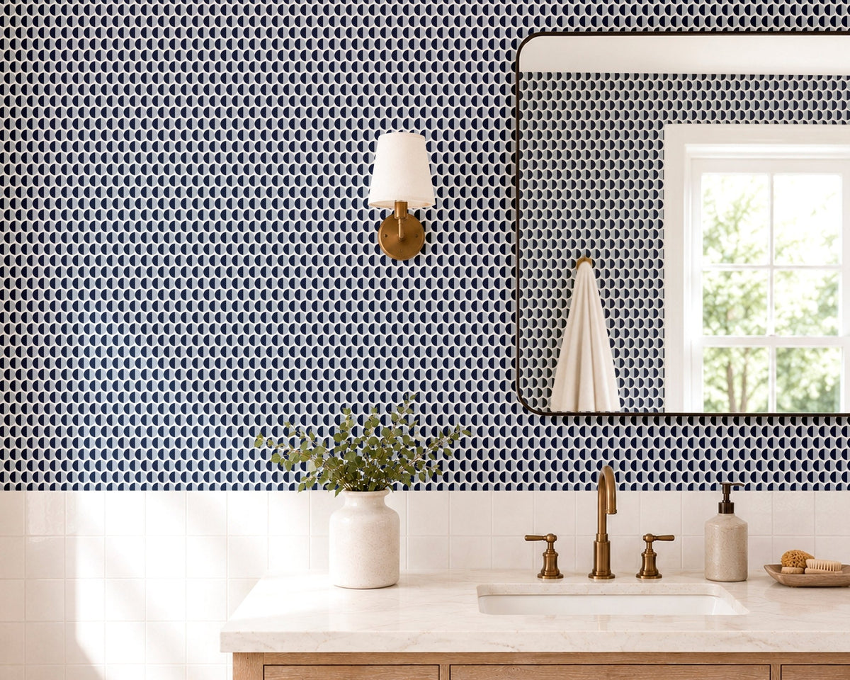 Split Second — Mid Century Half Circle Dot Geometric Wallpaper