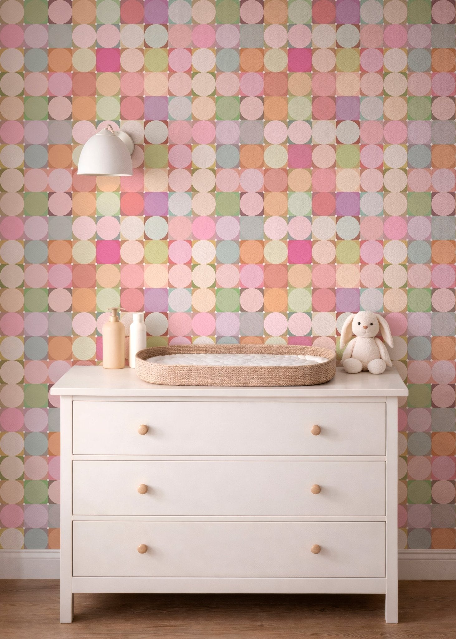 Macaron Dot - Soft Pastel Polka Dot Mid Century Wallpaper