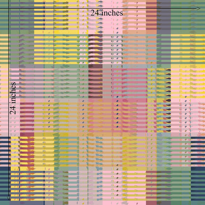 Queenslander Retro Plaid Wallpaper | Pink, Sage &amp; Yellow Woven Grid