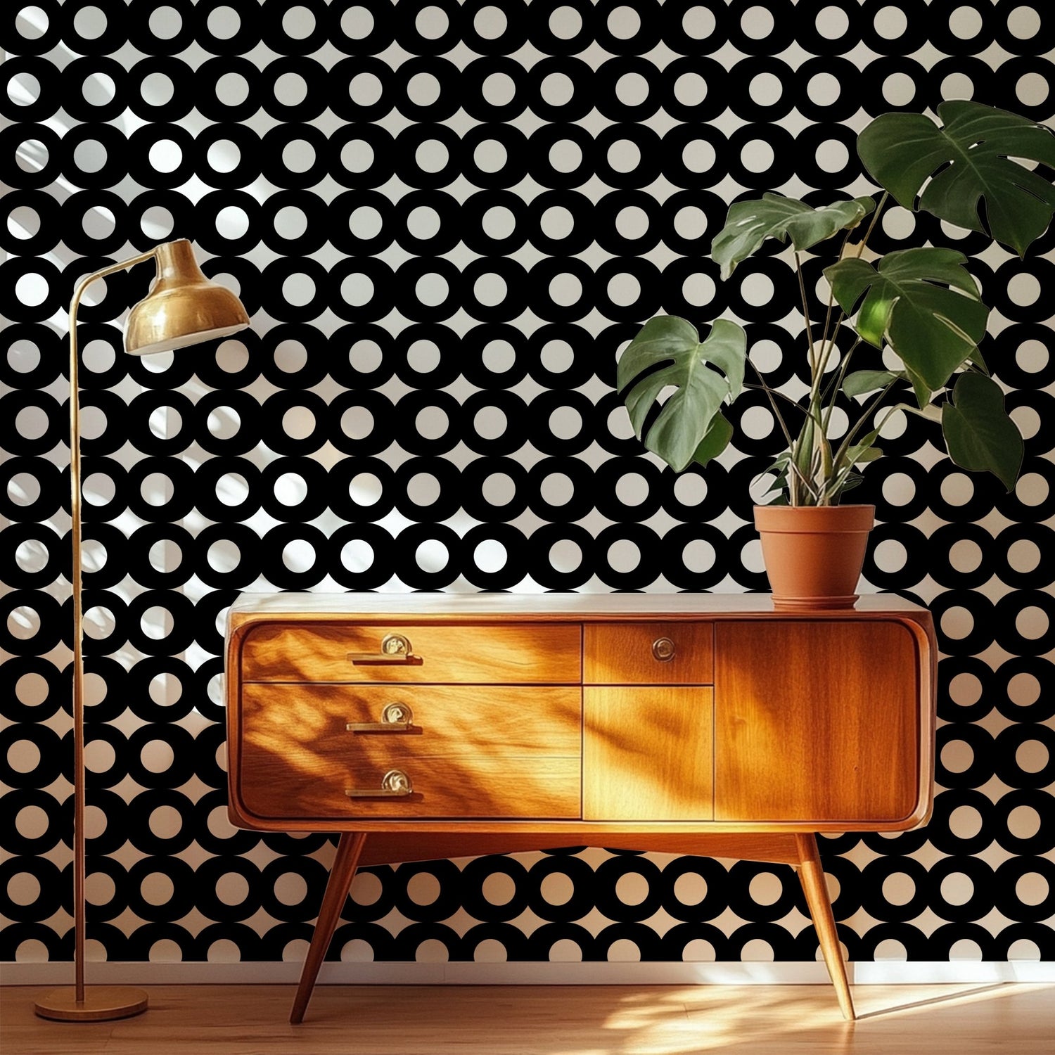 Audrey Retro Modern Black and White Wallpaper