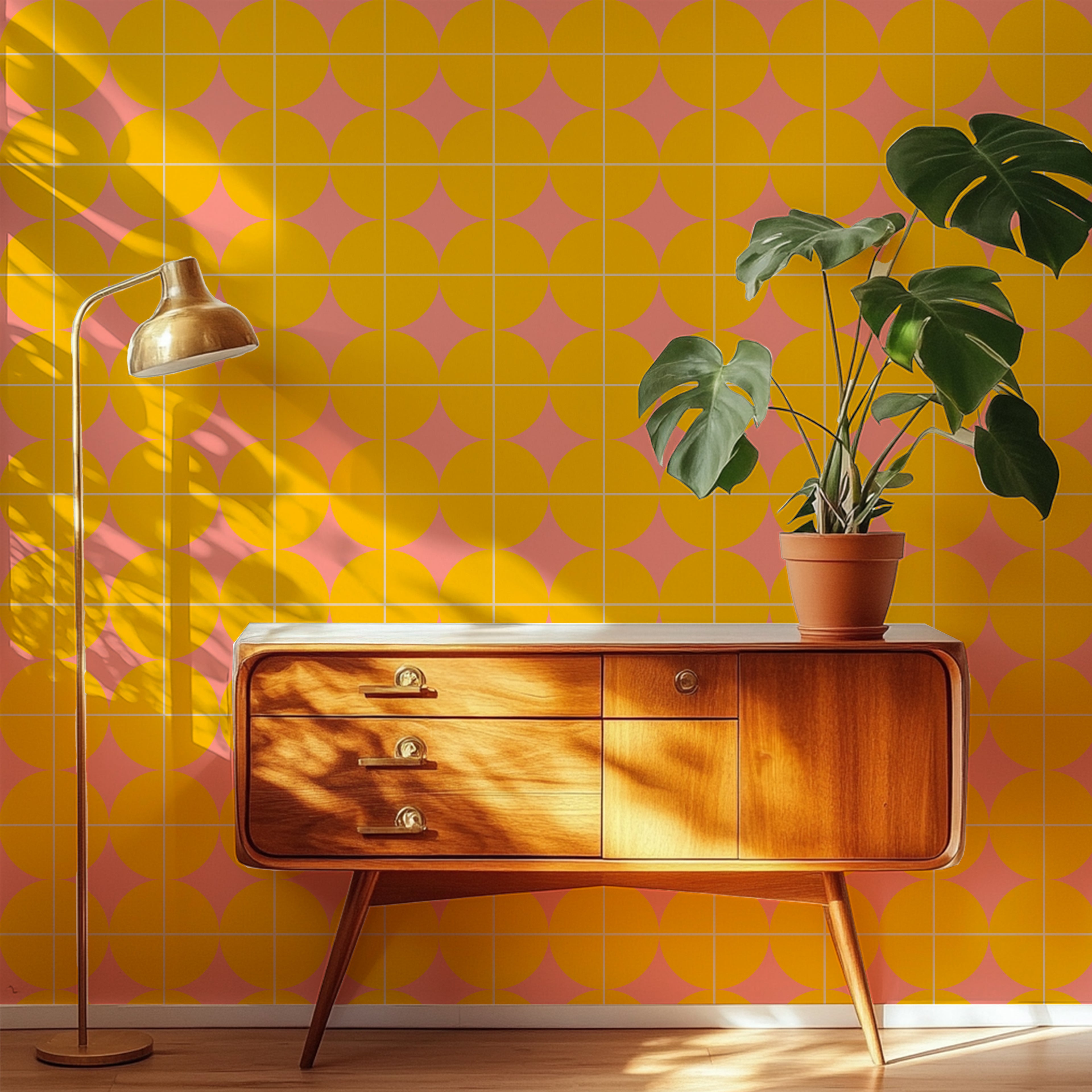 Pink Lemonade - Bold Retroi Gold &amp; Pink Wallpaper