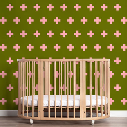 Swiss Cross Bold Colorful Wallpaper is Renter Friendly