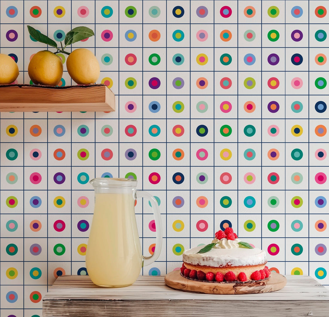 Pop Art Button Wallpaper for a Retro Modern Feel