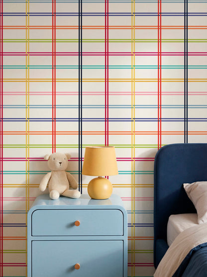Lollipop Plaid Wallpaper – Retro Candy Stripe Pattern | Victoria Bright Home