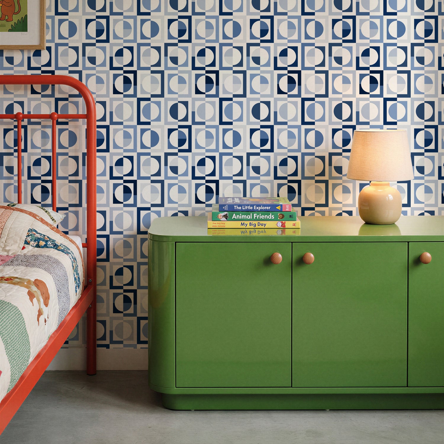 Shaken Not Stirred Retro Geometric Wallpaper | Circle Checkerboard Pattern