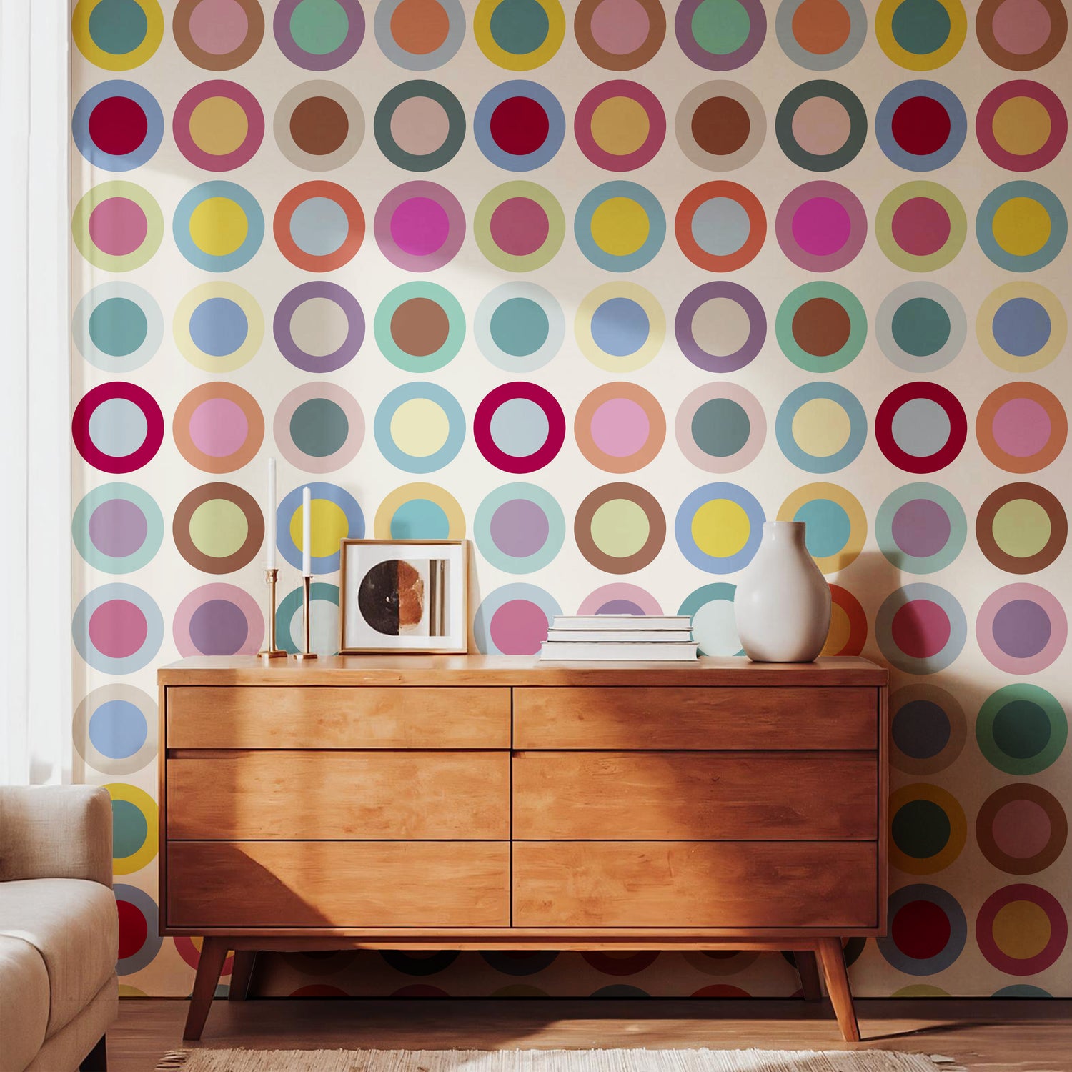 Spin Cycle Wallpaper - Mid Century Modern Circle Pattern