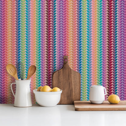 Bejeweled Rainbow Striped Modern Wallpaper