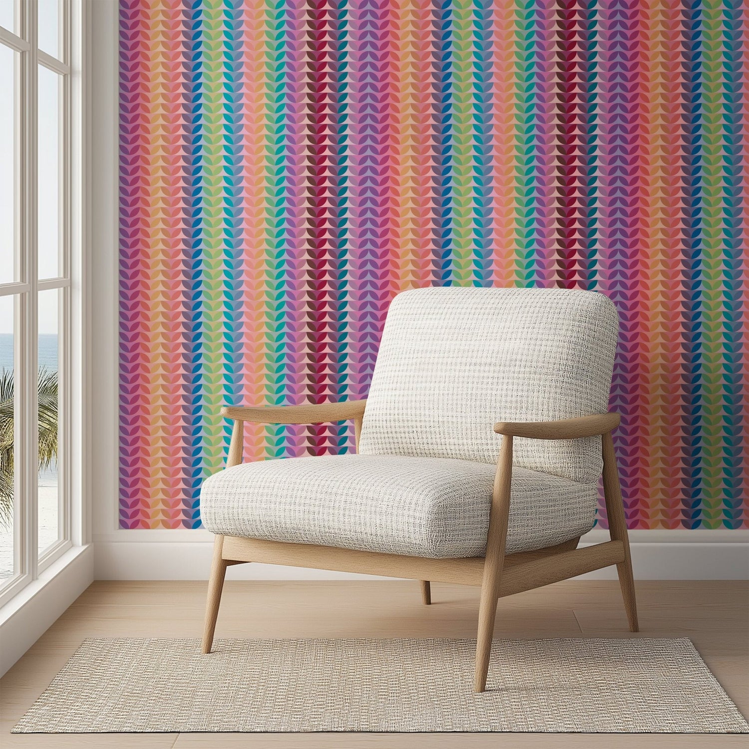 Bejeweled Rainbow Striped Modern Wallpaper
