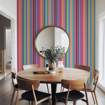 Bejeweled Rainbow Striped Modern Wallpaper