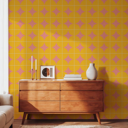 Pink Lemonade - Bold Retroi Gold &amp; Pink Wallpaper