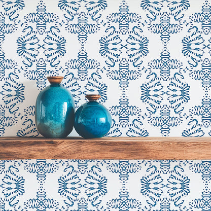 Blue Damask Wallpaper for a Vintage or Traditional Look
