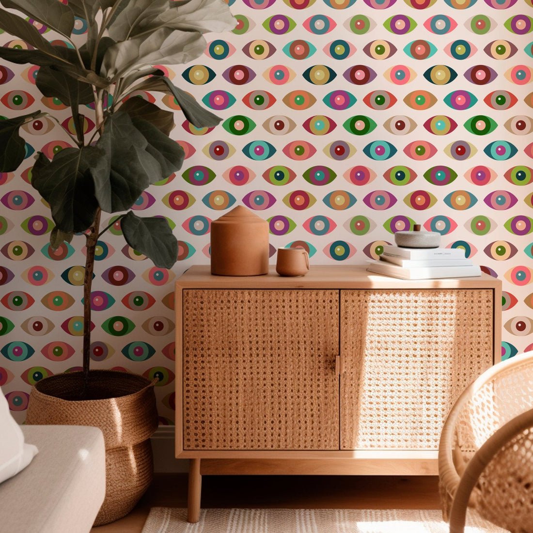 Retro Novelty Eyeball Wallpaper - Fun Novelty Peepers Design for Kids &amp; Bathrooms