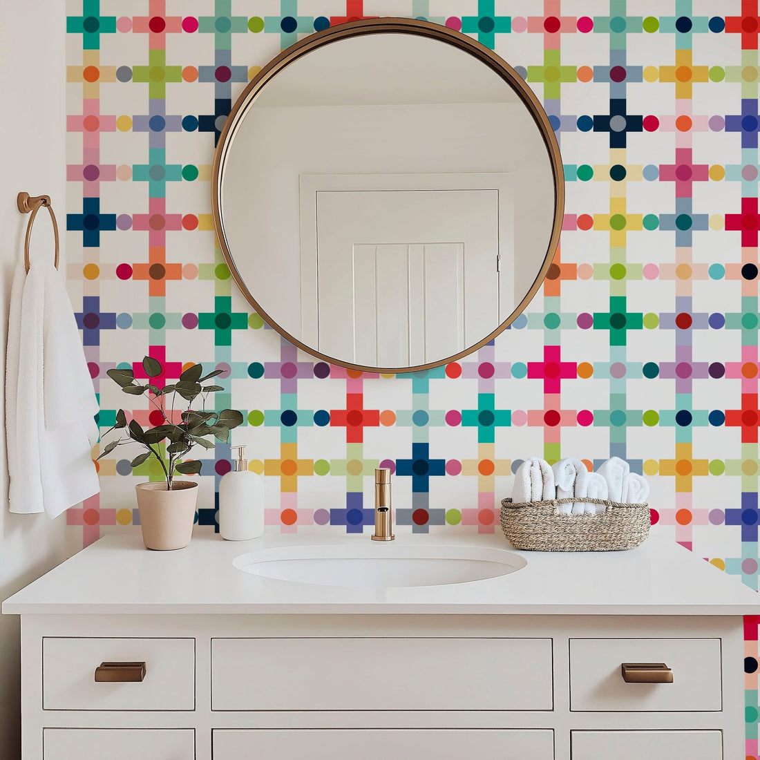 Retro Modern Cross Pattern Wallpaper - Mid-Century Scandinavian Design