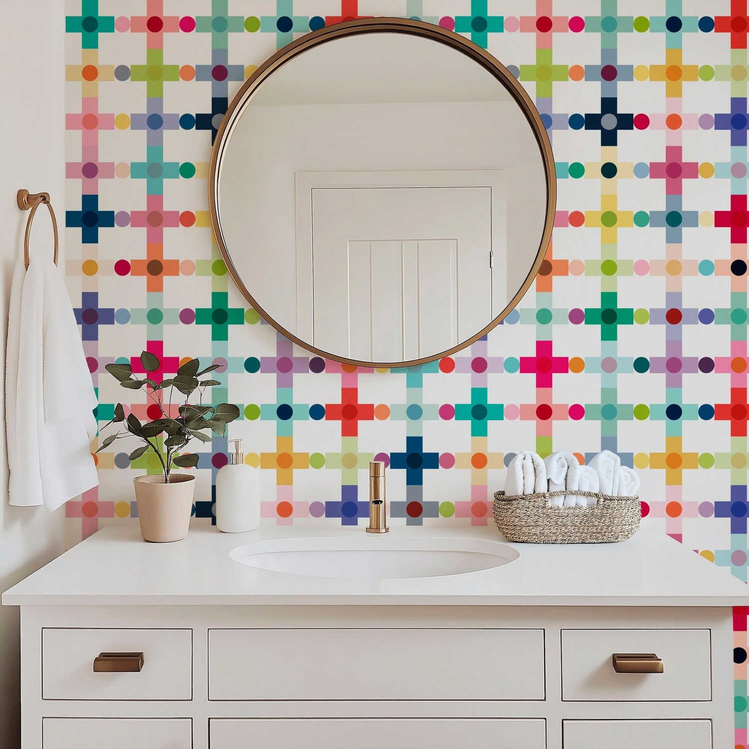 Retro Modern Cross Pattern Wallpaper - Mid-Century Scandinavian Design