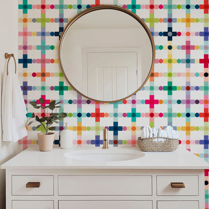 Retro Modern Cross Pattern Wallpaper - Mid-Century Scandinavian Design