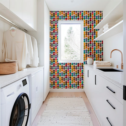 Retro Polka Dot Stripe Wallpaper