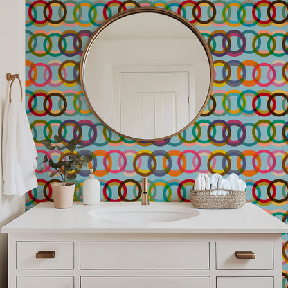 Willoughby Double Rings Retro Modern Wallpaper