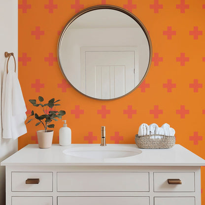 Swiss Cross Bold Colorful Wallpaper is Renter Friendly