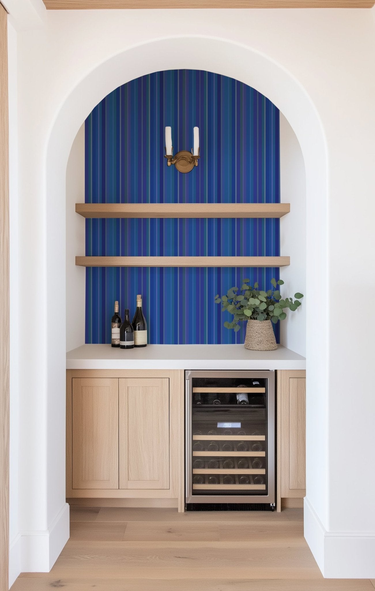 Cabana Blue Striped Wallpaper for a Vibrant Beach Theme