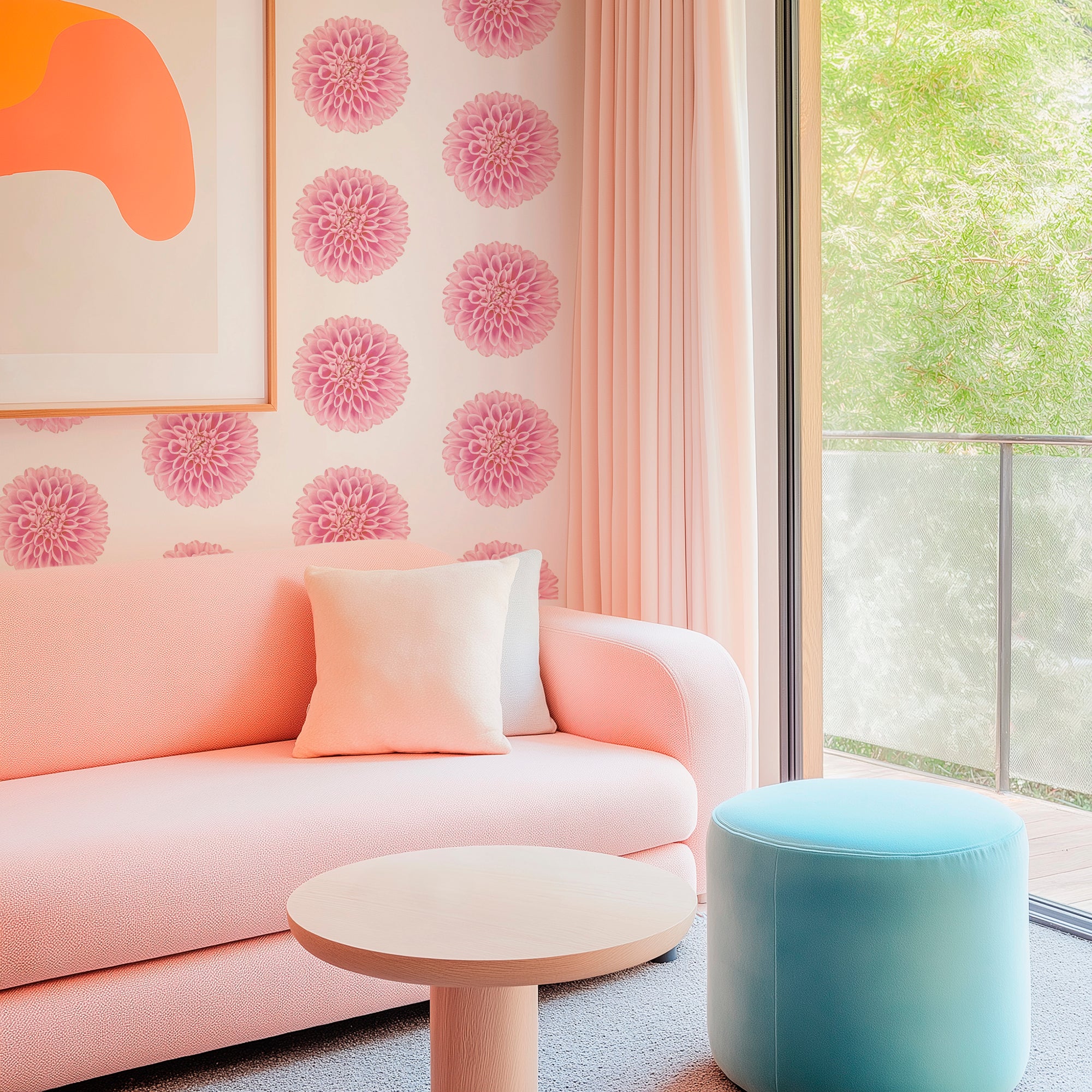 Sweet Dahlia Floral Cottage Wallpaper for Nursery or Feminine Space - Wallpaper | Victoria Bright Home - Colorful Modern Wallpaper For Your Home - - bedroom,cream,feminine,floral,nursery,pink,victorian,vintage