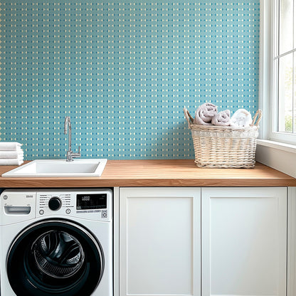 Abacus Retro Striped Dot Wallpaper in Ten Nostalgic Colors - Wallpaper | Victoria Bright Home - Colorful Modern Wallpaper For Your Home - - bedroom,blue,dining,dots,green,kids,kitchen,living,mid century,modern,nursery,office,orange,pink,purple,red,retro,stripes,turquoise,yellow
