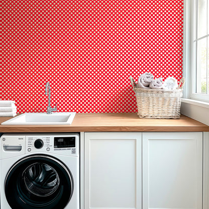 Modernist Mini Dot Wallpaper in Nostalgic Colors for Mid Century Modern Decor - Wallpaper | Victoria Bright Home - Colorful Modern Wallpaper For Your Home - - bedroom,blue,dining,dots,feminine,green,kids,kitchen,mid century,modern,nursery,office,red,retro,sixties,yellow