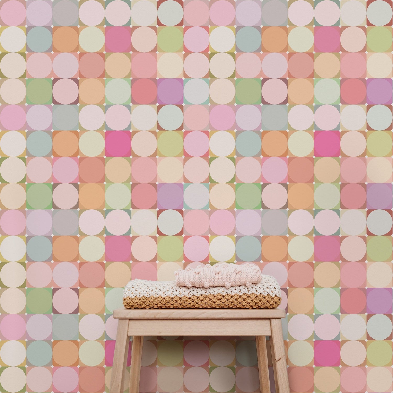 Macaron Dot - Soft Pastel Polka Dot Mid Century Wallpaper