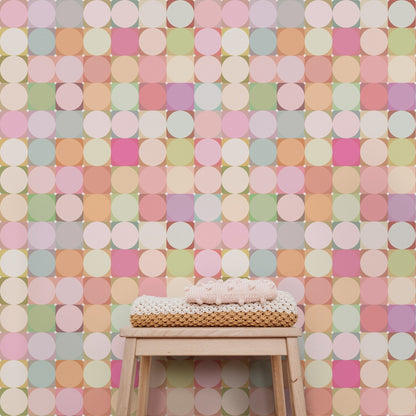 Macaron Dot - Soft Pastel Polka Dot Mid Century Wallpaper
