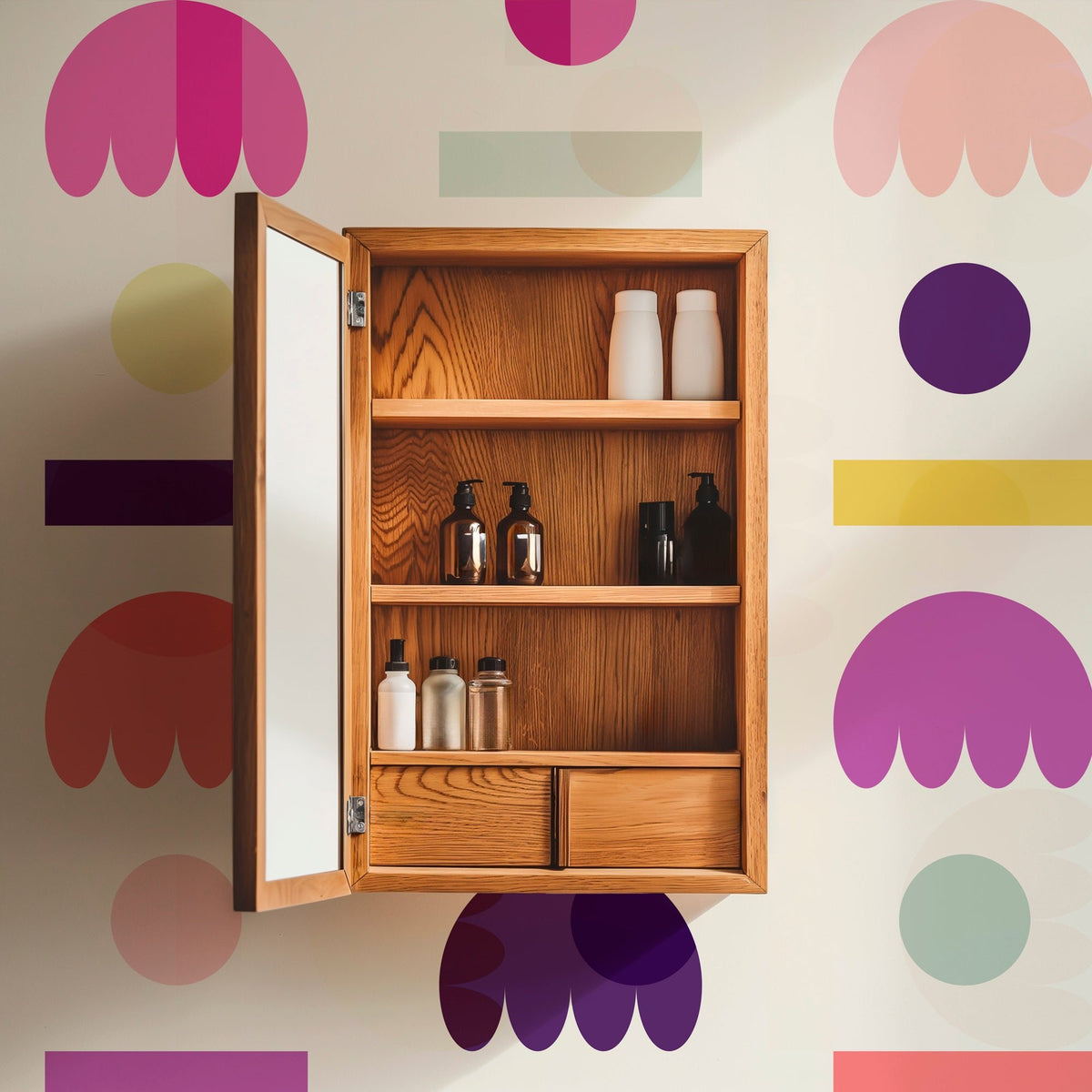 Scandinavian Floral Wallpaper - Modernist Blomma Design in Bright Pastel Mix