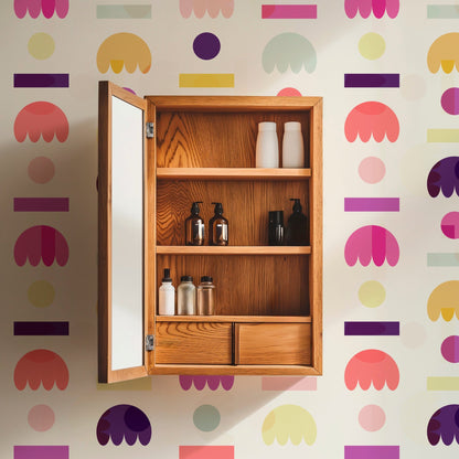 Scandinavian Floral Wallpaper - Modernist Blomma Design in Bright Pastel Mix