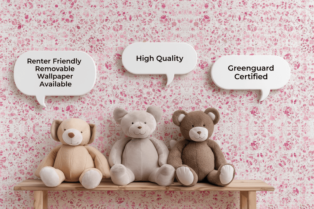 Poppies Wallpaper with Teddy Bear Callouts