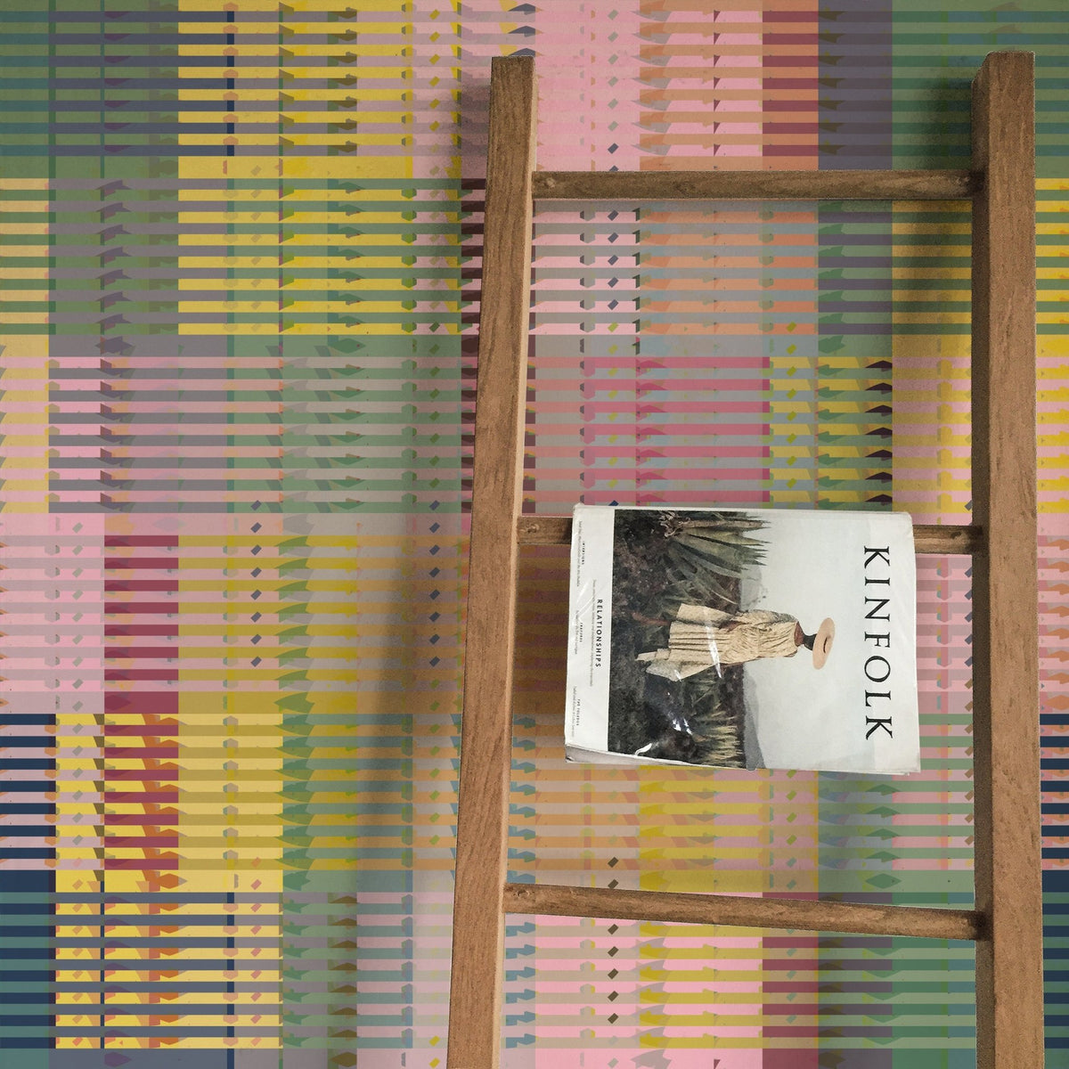 Queenslander Retro Plaid Wallpaper | Pink, Sage &amp; Yellow Woven Grid