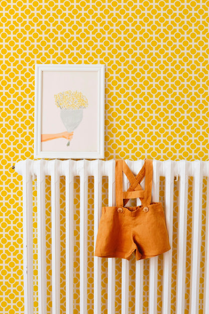 Retro Trellis Classic Wallpaper with a Chinoiserie Feel - Wallpaper | Victoria Bright Home - Colorful Modern Wallpaper For Your Home - - bedroom,blue,cream,dining,green,kids,kitchen,Minimalist,modern,nursery,pink,retro,traditional,vintage,yellow