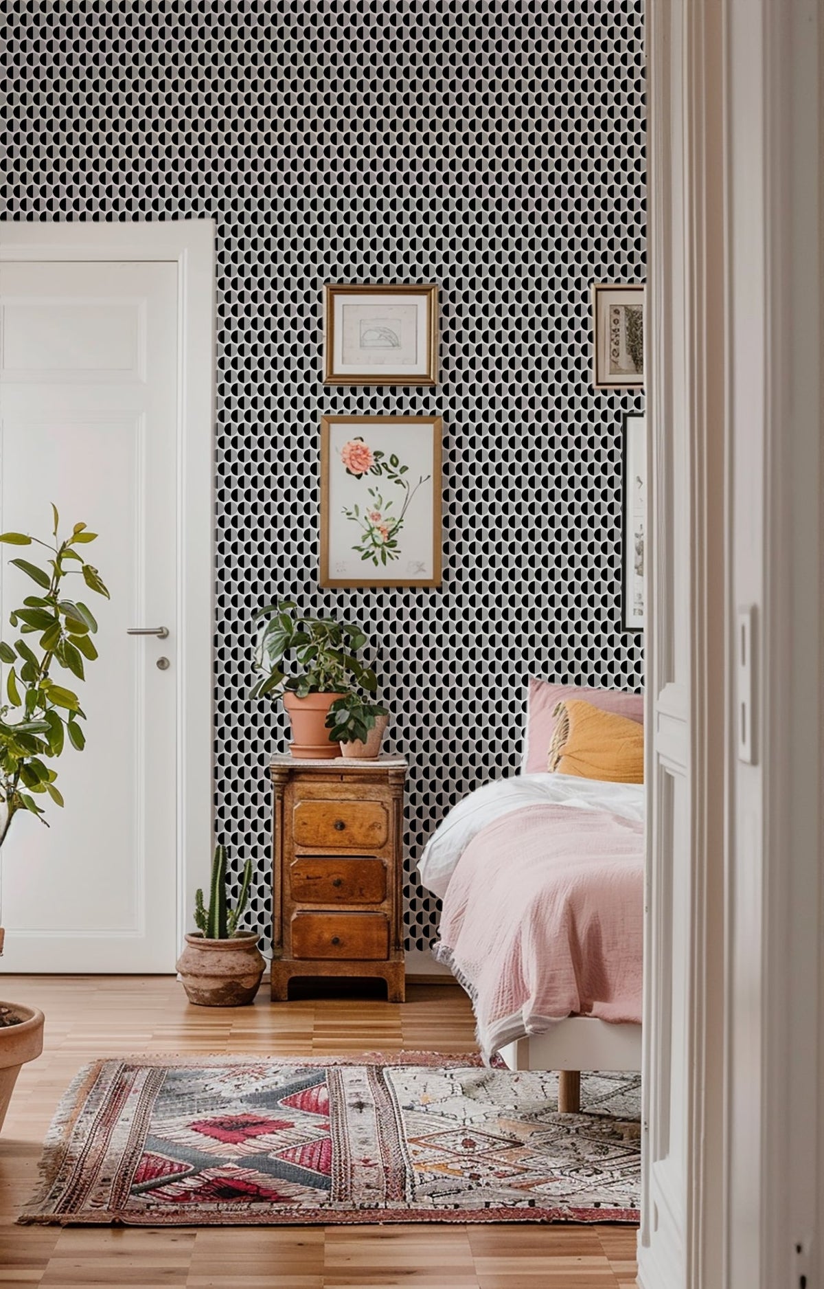 Split Second — Mid Century Half Circle Dot Geometric Wallpaper