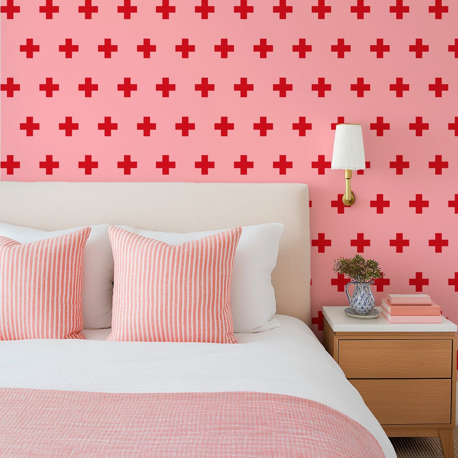 Swiss Cross Bold Colorful Wallpaper is Renter Friendly