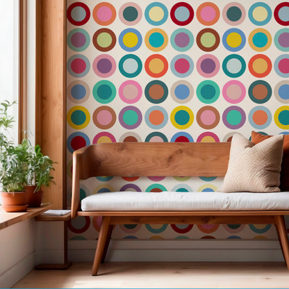Spin Cycle Wallpaper - Mid Century Modern Circle Pattern